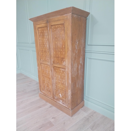 486 - 19th C. scumbled pine two door cupboard with inverted panels, originally from Co Monaghan { 189cm H ... 