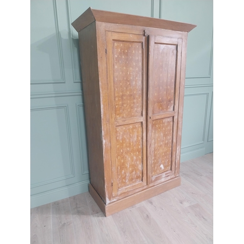 486 - 19th C. scumbled pine two door cupboard with inverted panels, originally from Co Monaghan { 189cm H ... 