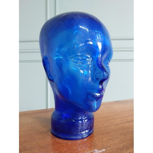 50 - Vintage glass hat stand in the form of a head {28 cm H x 16 cm W x 20 cm D}.