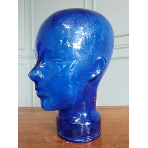 50 - Vintage glass hat stand in the form of a head {28 cm H x 16 cm W x 20 cm D}.