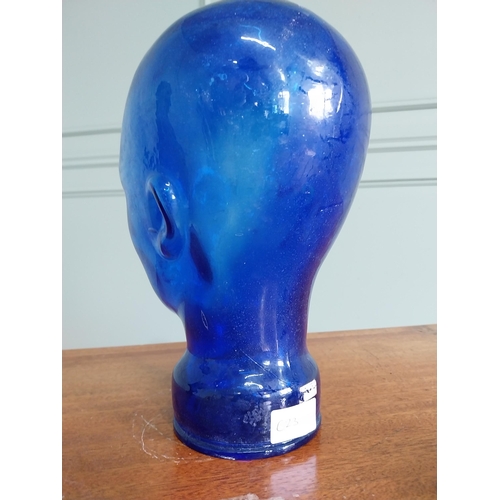 50 - Vintage glass hat stand in the form of a head {28 cm H x 16 cm W x 20 cm D}.