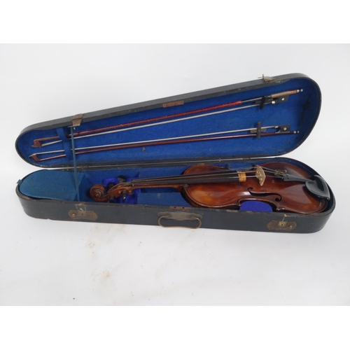 518 - Violin in case with label inside Nicholas Amati Fecit Creamona 1776. 59cm L x 20cm W at bottom x 4cm... 