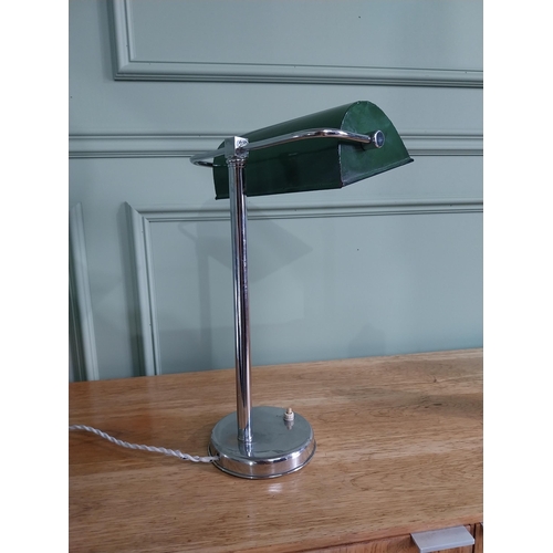 53 - Good quality 1940s chrome desk lamp with enamel shade {43 cm H x 28 cm W  x 23 cm D}.