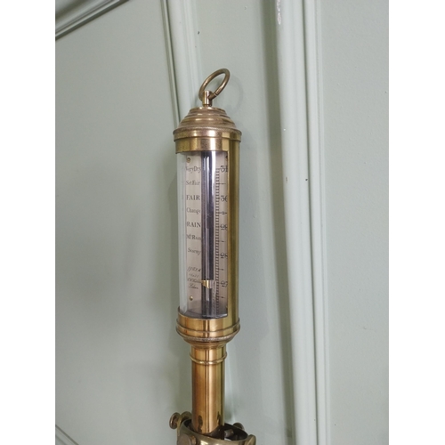 55 - Good quality 19th C. brass ships barometer {96 cm H x 6 cm W x 25 cm D}.