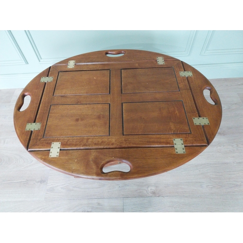 555 - Exceptional quality mahogany folding butlers tray coffee table {63cm H x 76cm W x 50cm D}