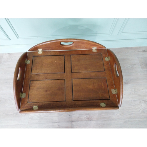 555 - Exceptional quality mahogany folding butlers tray coffee table {63cm H x 76cm W x 50cm D}