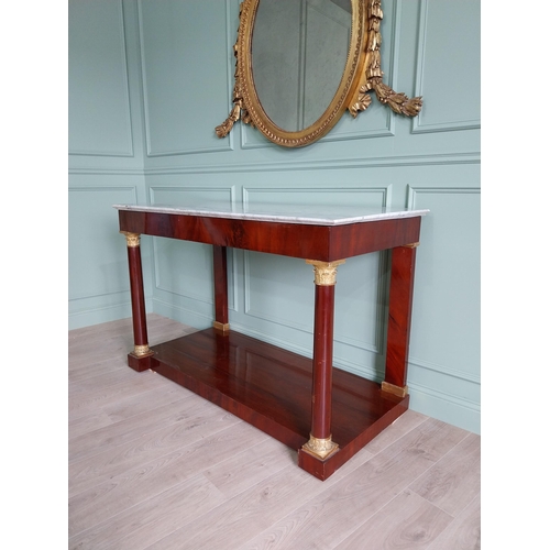 66 - 19th C. mahogany and giltwood console table with marble top {99 cm H x 150 cm W x 73 cm D}.