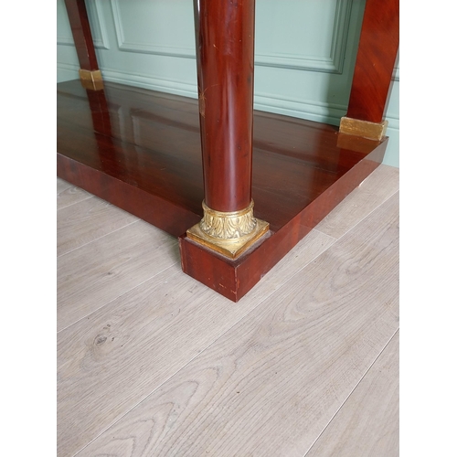 66 - 19th C. mahogany and giltwood console table with marble top {99 cm H x 150 cm W x 73 cm D}.