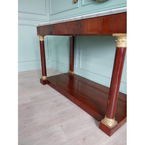 66 - 19th C. mahogany and giltwood console table with marble top {99 cm H x 150 cm W x 73 cm D}.