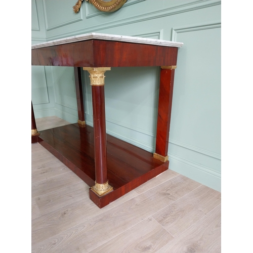 66 - 19th C. mahogany and giltwood console table with marble top {99 cm H x 150 cm W x 73 cm D}.