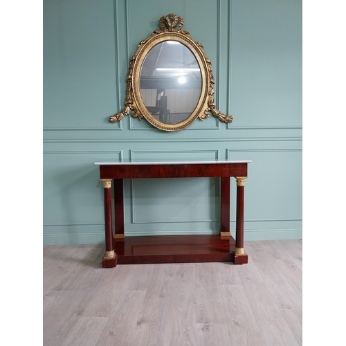 67 - 19th C. mahogany and giltwood console table with marble top {98 cm H x 138 cm W x 64 cm D}.