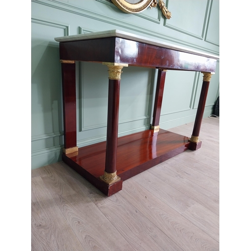 67 - 19th C. mahogany and giltwood console table with marble top {98 cm H x 138 cm W x 64 cm D}.