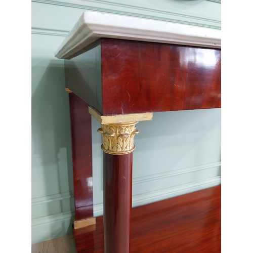 67 - 19th C. mahogany and giltwood console table with marble top {98 cm H x 138 cm W x 64 cm D}.