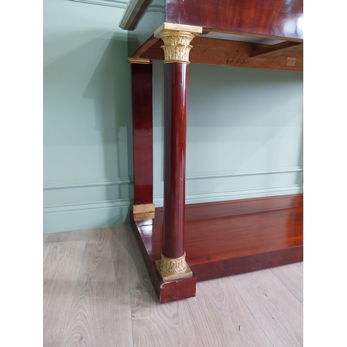 67 - 19th C. mahogany and giltwood console table with marble top {98 cm H x 138 cm W x 64 cm D}.