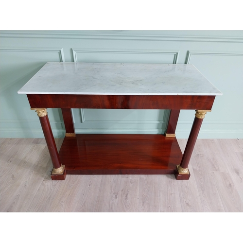 67 - 19th C. mahogany and giltwood console table with marble top {98 cm H x 138 cm W x 64 cm D}.