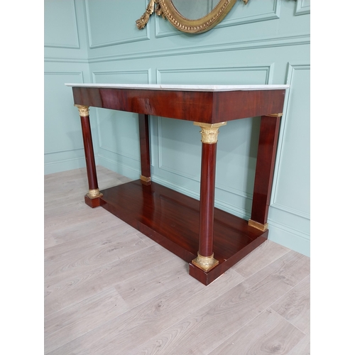 67 - 19th C. mahogany and giltwood console table with marble top {98 cm H x 138 cm W x 64 cm D}.