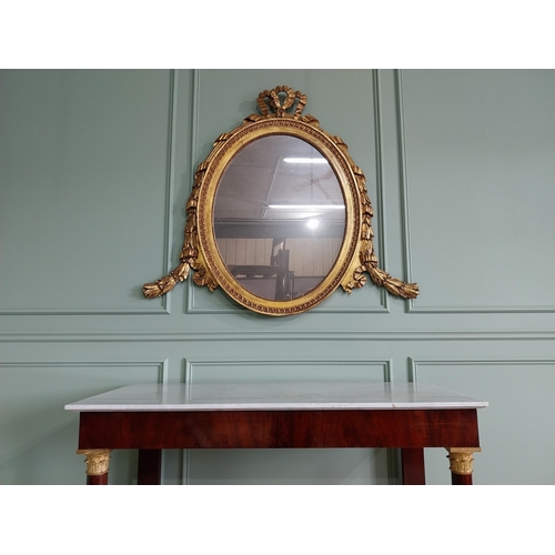 68 - Good quality French giltwood oval wall mirror {121 cm H x 136 cm W}.