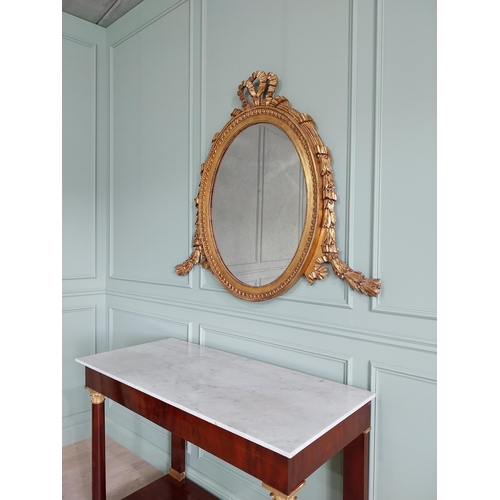 68 - Good quality French giltwood oval wall mirror {121 cm H x 136 cm W}.