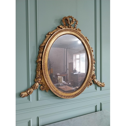 68 - Good quality French giltwood oval wall mirror {121 cm H x 136 cm W}.