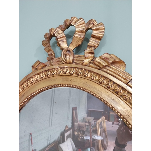 68 - Good quality French giltwood oval wall mirror {121 cm H x 136 cm W}.