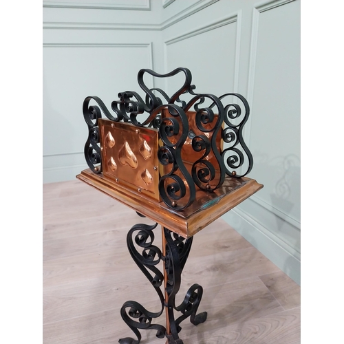 7 - Good quality Art Nouveau copper and twisted metal magazine rack {84 cm H x 37 cm W x 30 cm D}.