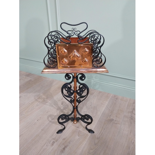 7 - Good quality Art Nouveau copper and twisted metal magazine rack {84 cm H x 37 cm W x 30 cm D}.