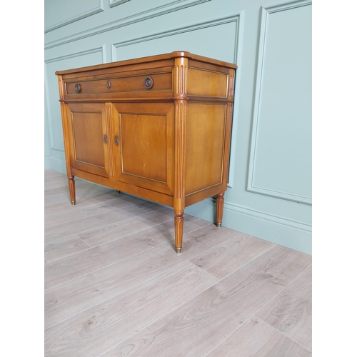 81 - Good quality French mahogany and brass side cabinet with one long drawer over two blind doors raised... 