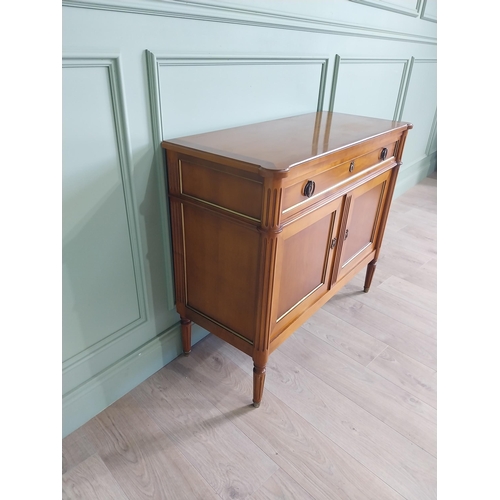 81 - Good quality French mahogany and brass side cabinet with one long drawer over two blind doors raised... 