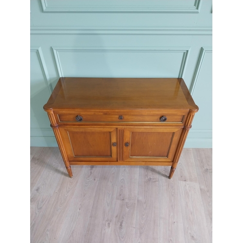 81 - Good quality French mahogany and brass side cabinet with one long drawer over two blind doors raised... 