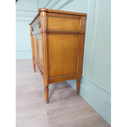 81 - Good quality French mahogany and brass side cabinet with one long drawer over two blind doors raised... 