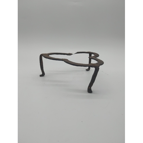 84 - 19th C. wrought iron trivet and cruse lamp bowl {8 cm H x 23 cm Dia. and 7 cm H x 27 cm W x 12 cm D}... 