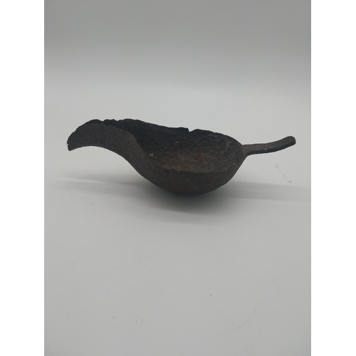 84 - 19th C. wrought iron trivet and cruse lamp bowl {8 cm H x 23 cm Dia. and 7 cm H x 27 cm W x 12 cm D}... 