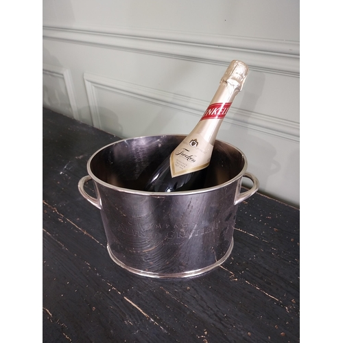 87 - Good quality silver plated champagne bucket {18 cm H x 28 cm W x 16 cm D}.