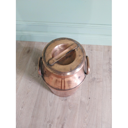 89 - Good quality copper milk churn {50 cm H x 30 cm Dia.}.