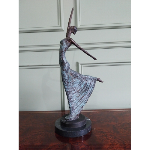 9 - Exceptional bronze sculpture of a Ballerina mounted on marble plinth {55 cm H x 26 cm W x 16 cm D}.