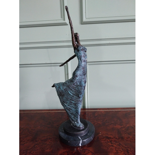 9 - Exceptional bronze sculpture of a Ballerina mounted on marble plinth {55 cm H x 26 cm W x 16 cm D}.