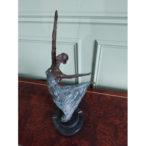 9 - Exceptional bronze sculpture of a Ballerina mounted on marble plinth {55 cm H x 26 cm W x 16 cm D}.