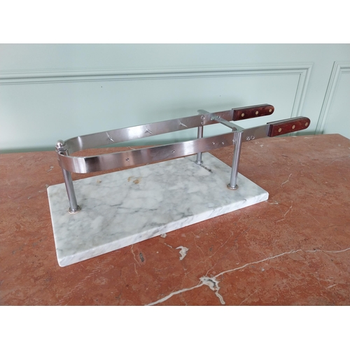 95 - Chrome charcuterie carving stand with mahogany handles mounted on marble base H.France.C Inox {17 cm... 