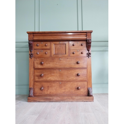 99 - 19th C. mahogany scotch chest of drawers {136 cm H x 128 cm W x 54 cm D}.