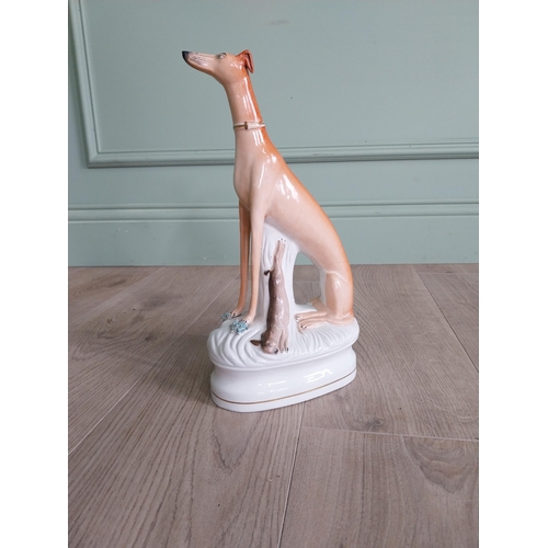 453 - 19th C. Staffordshire figure of a Whippet {33 cm H x 17 cm W x 9 cm D}.