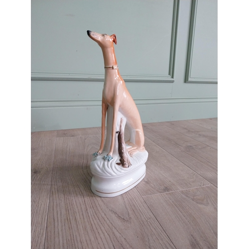 453 - 19th C. Staffordshire figure of a Whippet {33 cm H x 17 cm W x 9 cm D}.