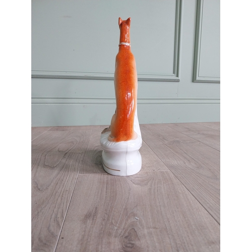 453 - 19th C. Staffordshire figure of a Whippet {33 cm H x 17 cm W x 9 cm D}.
