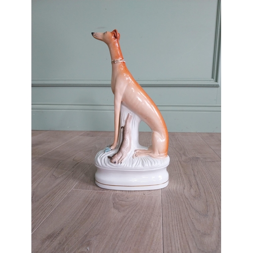 453 - 19th C. Staffordshire figure of a Whippet {33 cm H x 17 cm W x 9 cm D}.