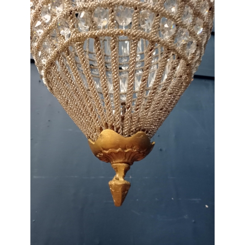 298 - Faberge brass and glass ceiling light {H 50cm x Dia 30cm }. - NOT AVAILABLE TO VIEW IN PERSON
