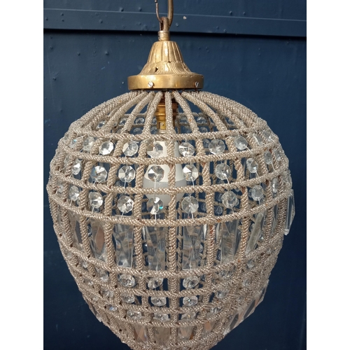 298 - Faberge brass and glass ceiling light {H 50cm x Dia 30cm }. - NOT AVAILABLE TO VIEW IN PERSON