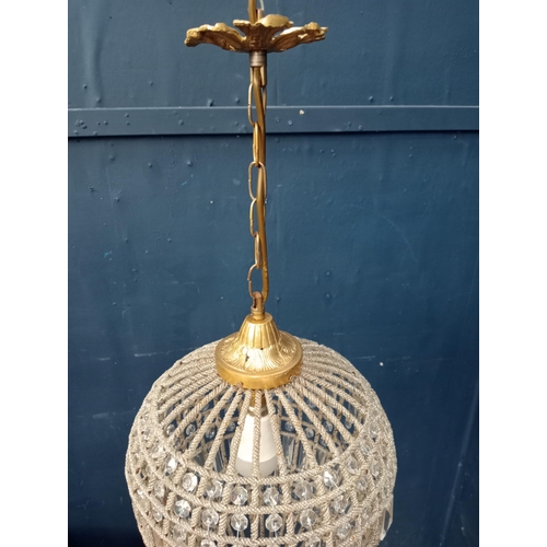 298 - Faberge brass and glass ceiling light {H 50cm x Dia 30cm }. - NOT AVAILABLE TO VIEW IN PERSON