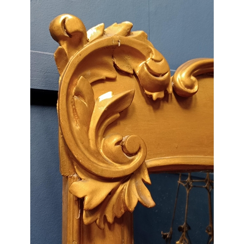 316 - Gilt overmantle mirror with foliate surmount {H 108cm x W 122cm }. - NOT AVAILABLE TO VIEW IN PERSON
