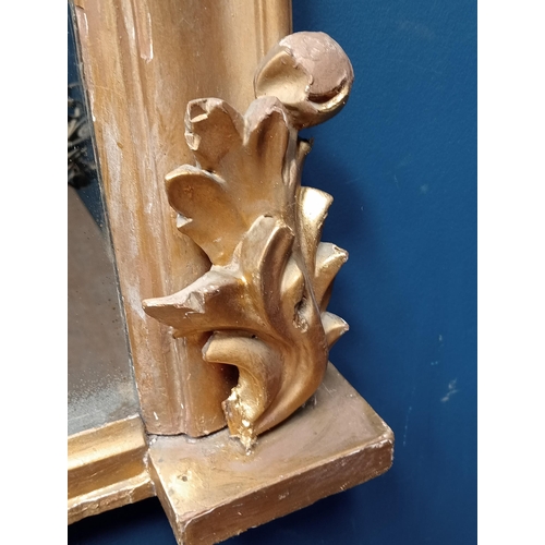 316 - Gilt overmantle mirror with foliate surmount {H 108cm x W 122cm }. - NOT AVAILABLE TO VIEW IN PERSON