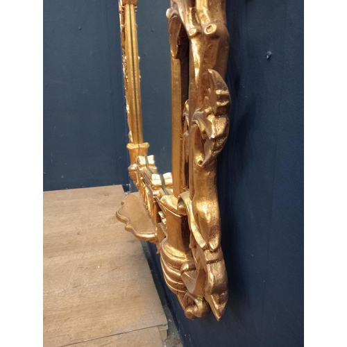 326 - Giltwood pier mirror with shelf {H 200cm x W 95cm x D 10cm }. - NOT AVAILABLE TO VIEW IN PERSON