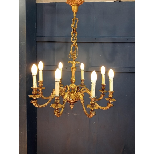 469 - Brass eight branch chandelier in the Neoclassical style {H 90cm x Dia 75cm}. - NOT AVAILABLE TO VIEW... 